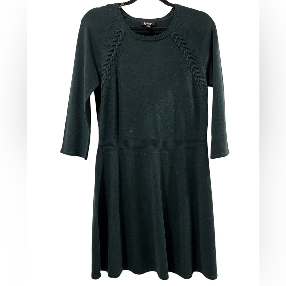BY&BY Juniors Long Sleeve Fit + Flare Dress in Forest Green